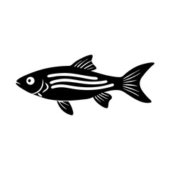 zebra danio fish icon, zebra danio fish silhouette vector illustration-simple silhouette illustration of zebra danio fish, perfect for zebra danio fish logos and icons
