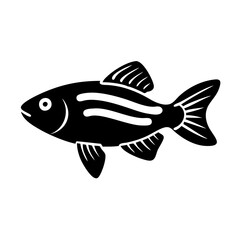 zebra danio fish icon, zebra danio fish silhouette vector illustration-simple silhouette illustration of zebra danio fish, perfect for zebra danio fish logos and icons
