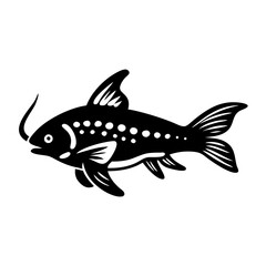 corydoras catfish icon, corydoras catfish silhouette vector illustration-simple silhouette illustration of corydoras catfish, perfect for corydoras catfish logos and icons