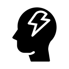 Head with Lightning Bolt Icon Design