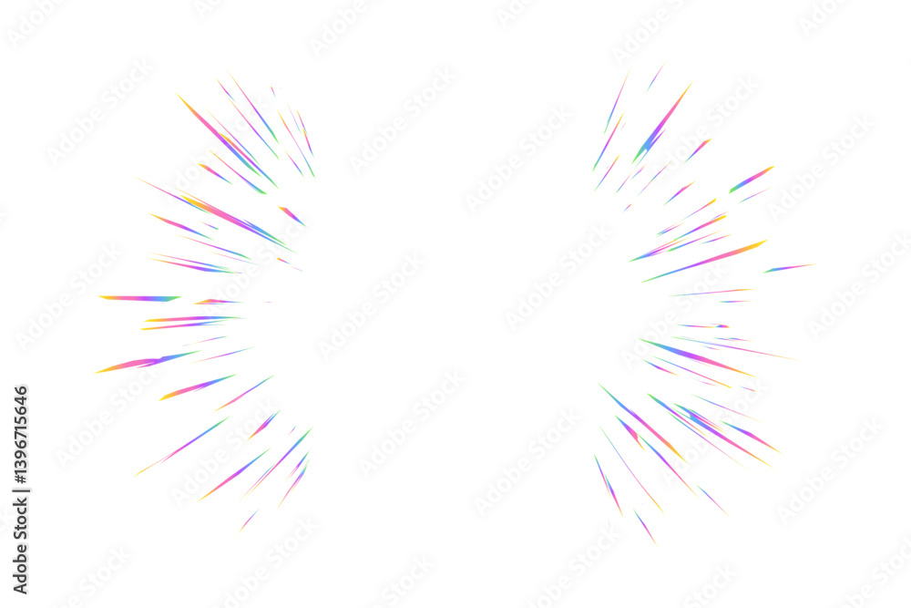 Poster light burst with rainbow prism effect. halo flare sparkles of crystal. vector radial holographic col