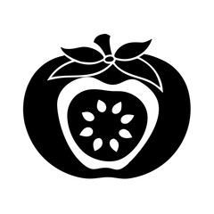 Obraz premium fuyu persimmon icon, fuyu persimmon silhouette vector illustration-simple silhouette illustration of fuyu persimmon, perfect for fuyu persimmon logos and icons