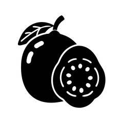 guava icon, guava silhouette vector illustration-simple silhouette illustration of guava, perfect for guava logos and icons