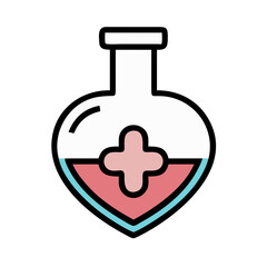 Heart in Flask with Cross Icon Design