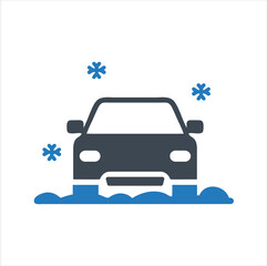 Driving in deep snow icon