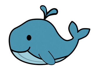 The cute blue whale cartoon