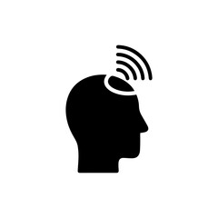 Black Icon of Head with Radar Signal Lines