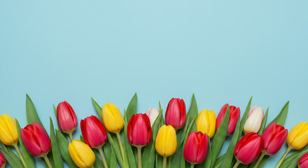 colorful tulips border