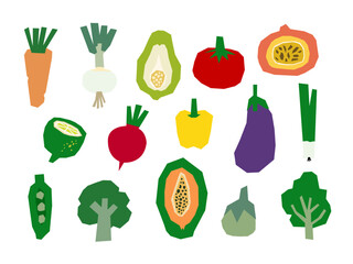 Vegetables in Hand-drawn style set, Drawing of food elements for design menu label packaging icons etc. vector illustration	