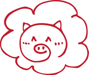  	はなまるアレンジ　ニコニコした豚さん　赤