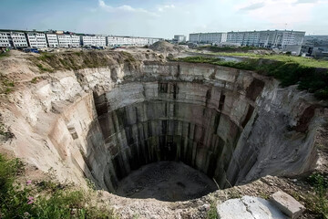 Obraz premium Massive Excavation: City Construction Site
