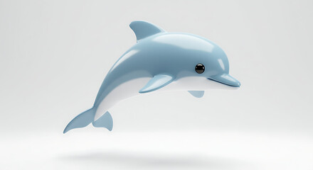 Obraz premium Illustrative dolphin in delightful blue tones over clean, minimalist backdrop