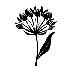 allium flower icon, allium flower silhouette vector illustration-simple silhouette illustration of allium flower, perfect for allium flower logos and icons