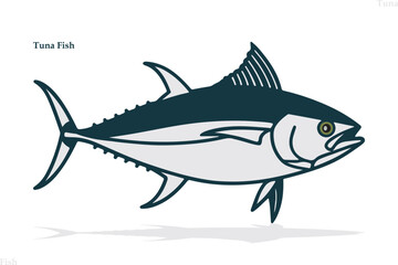 Tuna fish on a white background.