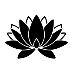 lotus flower icon, lotus flower silhouette vector illustration-simple silhouette illustration of lotus flower, perfect for lotus flower logos and icons