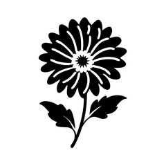 calendula flower icon, calendula flower silhouette vector illustration-simple silhouette illustration of calendula flower, perfect for calendula flower logos and icons
