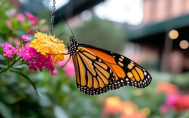 Monarch on Flower, Close-up