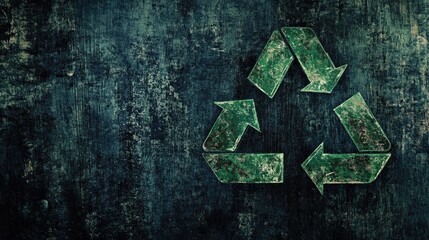 Green grunge recycling logo icon illustration