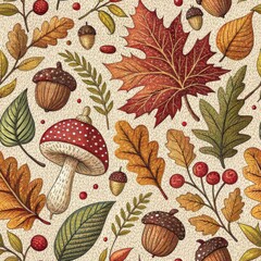 Seamless Autumn Harvest Pattern