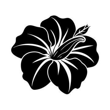 recommend clip art: petunia flower icon, petunia flower silhouette vector illustration-simple silhouette illustration of petunia flower, perfect for petunia flower logos and icons