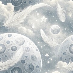 Seamless Dreamy Celestial Pattern