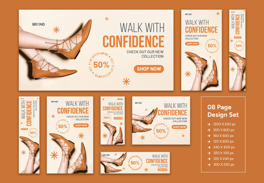 Footwear Fashion Web Ad Banner Set Layout