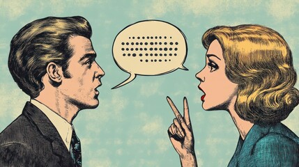 Couple Arguing, Comic Style