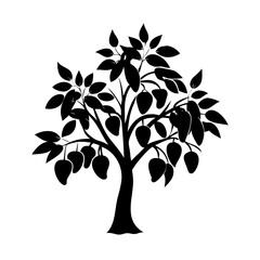 Obraz premium mango tree icon, mango tree silhouette vector illustration-simple silhouette illustration of mango tree, perfect for mango tree logos and icons
