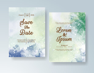 Wedding invitation with abstract watercolor background