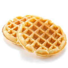 Two Delicious Waffles on White Background Close-up for Breakfast Food