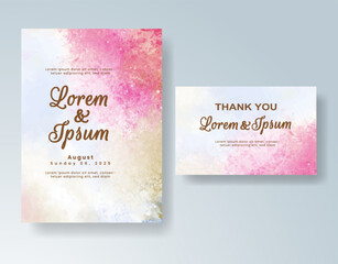 Wedding invitation with abstract watercolor background