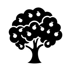 apple tree icon, apple tree silhouette vector illustration-simple silhouette illustration of apple tree, perfect for apple tree logos and icons