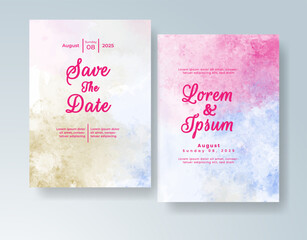Wedding invitation with abstract watercolor background