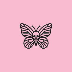 Butterfly and Skull Logo – Unique blend of butterfly and skull in minimal line art.