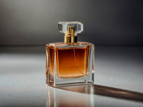 Bottle of perfume on a soft backdrop.