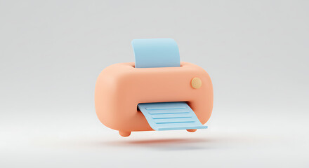 Adorable 3D Render of a Cartoonish Printer with Pastel Color Palette