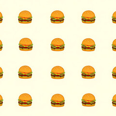 Fototapeta premium Cute hamburger pattern on cream background