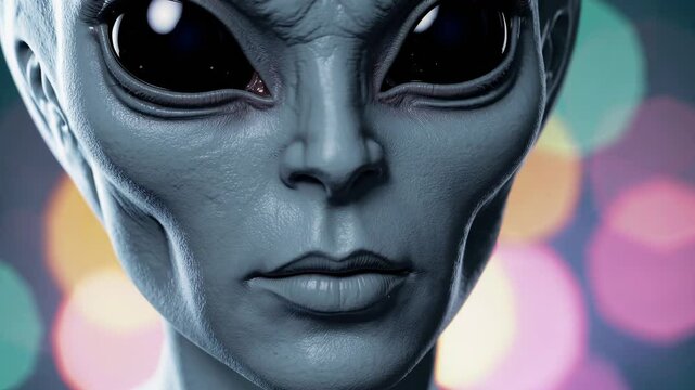 Closeup of alien face with bokeh background