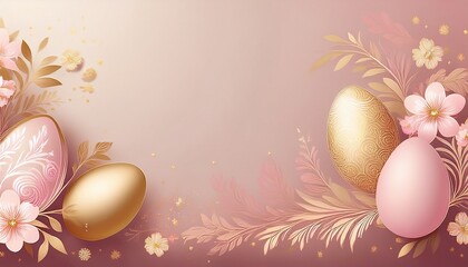 easter background with eggs and flowers