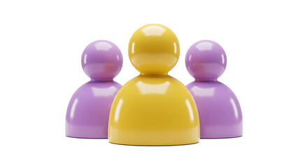 Vivid glossy figures symbolize team unity and diverse individual roles