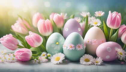 easter eggs and flowers