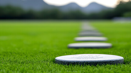 Bright Fall Cemetery with Multicolored Flowers and Gravestones, Signifying Eternity