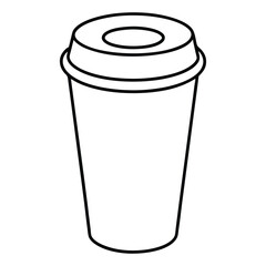 Black outline of a disposable coffee cup with a coffee bean symbol