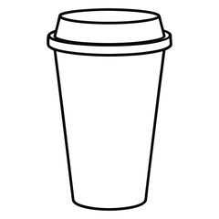 Black outline of a disposable coffee cup with a coffee bean symbol