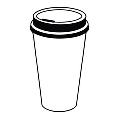Black outline of a disposable coffee cup with a coffee bean symbol