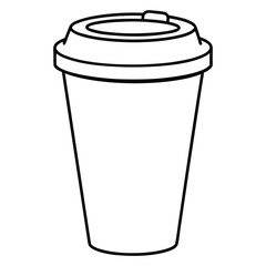 Black outline of a disposable coffee cup with a coffee bean symbol