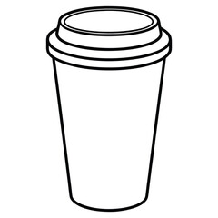 Black outline of a disposable coffee cup with a coffee bean symbol