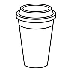 Black outline of a disposable coffee cup with a coffee bean symbol