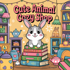 cute coloring book cover, cover, cute kids illustration, cartoon cover, cartoon illustration, kawaii coloring, easy and bold, kawaii cover, cozy, cozy cover, fuzzy, hygge, coloring pages, adult colori