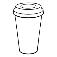 Black outline of a disposable coffee cup with a coffee bean symbol
